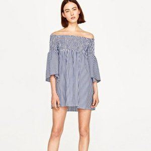 Zara Off Shoulder Striped Dress